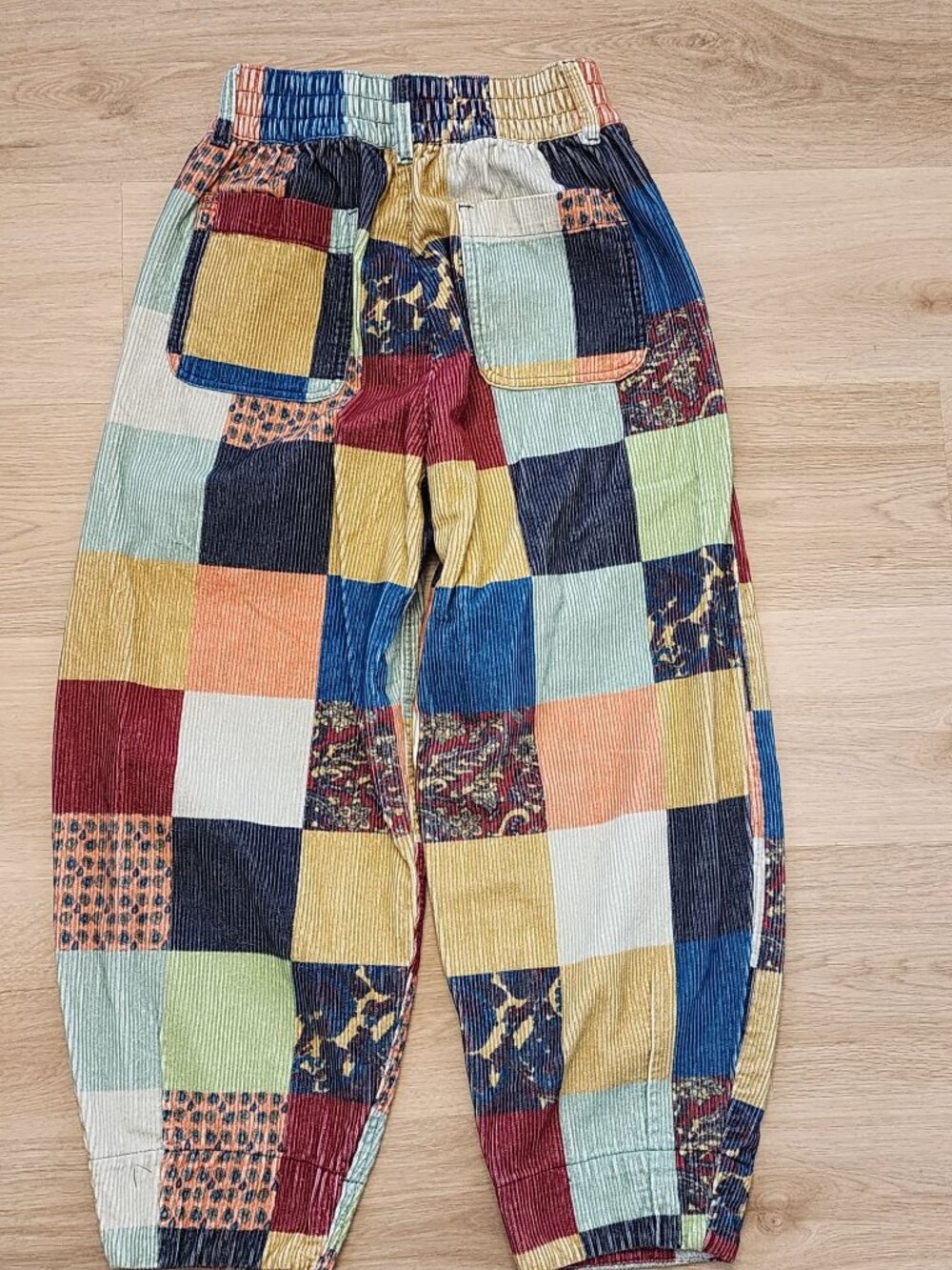BDG Patchwork Corduroy Elastic Waist Pants Small Hippy Boho Retro Style - Picture 7 of 9
